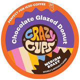 Crazy Cups Flavored Coffee Pods, Chocolate Glazed Donut, Flavored SIngle Serve Coffee Capsules for all Keurig K Cups Coffee Makers, 22 Count (Pack