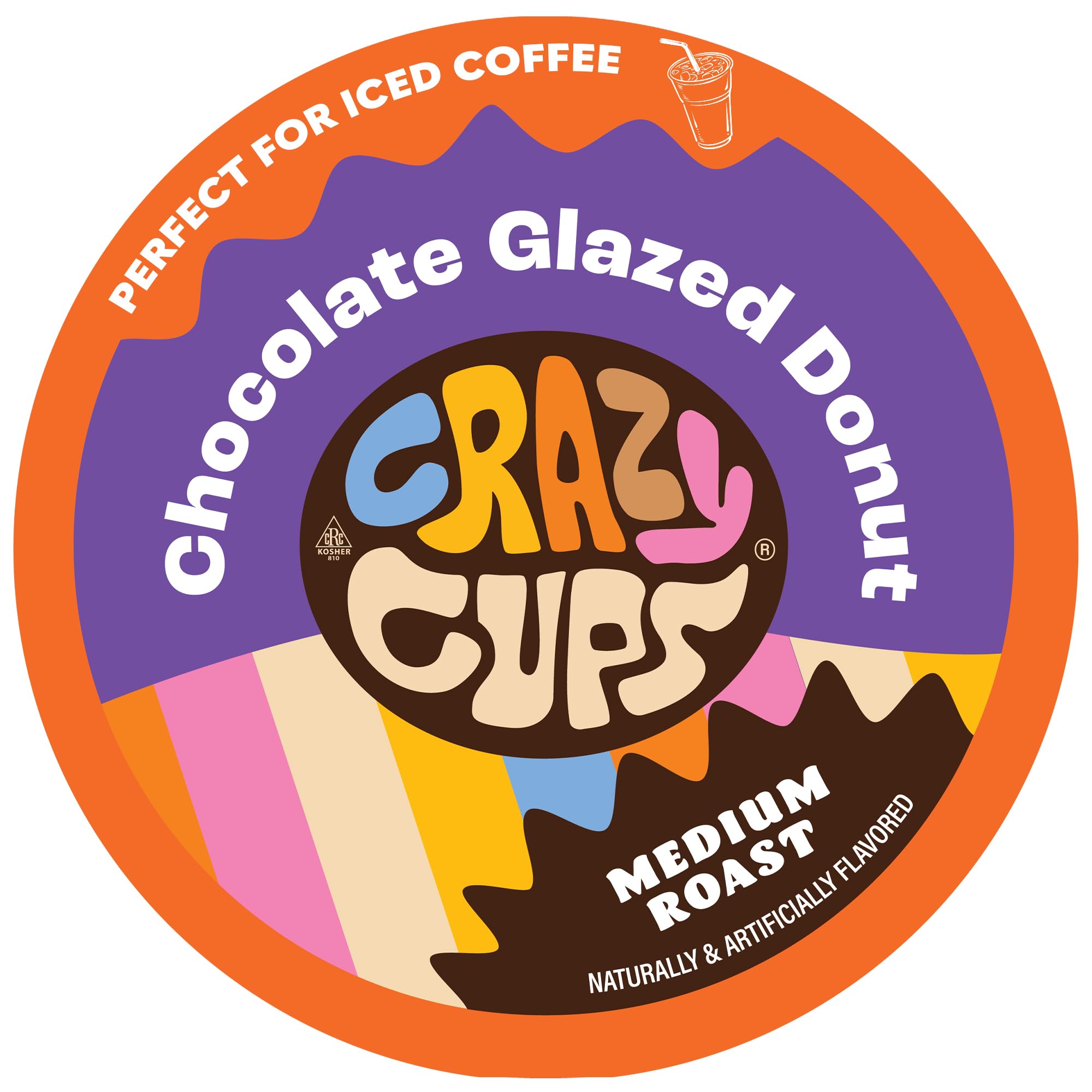 Crazy Cups Flavored Coffee Pods, Chocolate Glazed Donut, Flavored SIngle Serve Coffee Capsules for all Keurig K Cups Coffee Makers, 22 Count (Pack