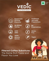 Vedic Cardiocare Instant Ayurvedic Coffee | Arjuna Infused Herbal Beverage | Caffeine Free | Natural Ingredients | Smooth & Gentle Taste | Easy