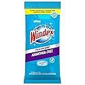 Windex Wipes Glass Cleaning Ammonia Free, Pre-Moistened Wipes for Cleaning All Glass Surfaces, Crystal Rain Fresh Scent, 25 Count
