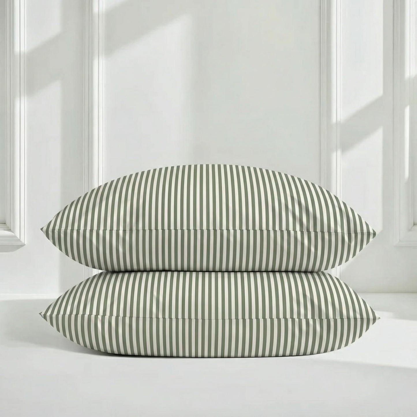 Italic Luxe Twin Sheet Set - 400TC Australian Sateen Cotton - Ultra-Soft Hotel Quality Cooling Bed Sheets - 3-Piece Mini-Stripe Set with Deep Pockets
