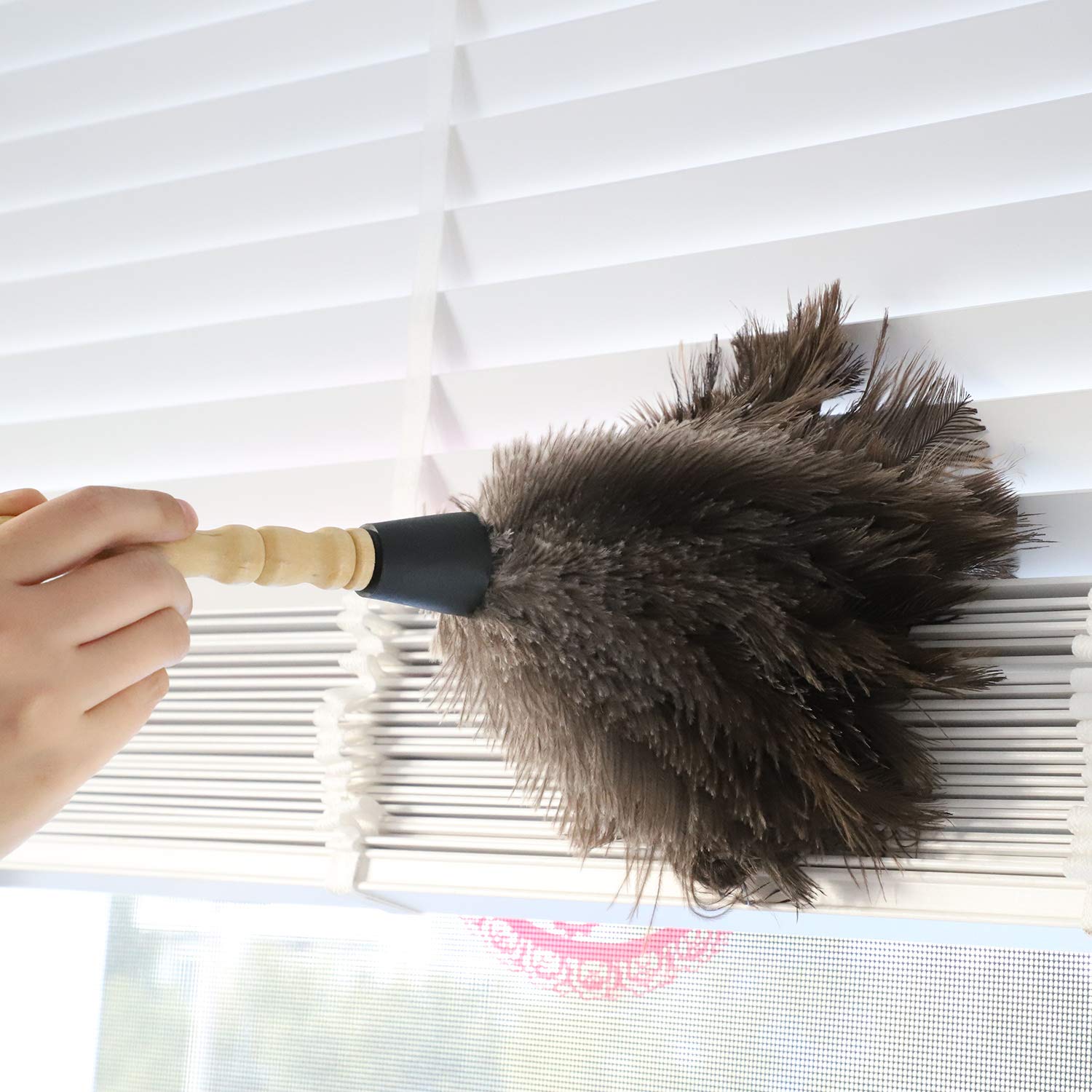 Midoneat Natural Gray Ostrich Feather Duster,2 Packs,Car Duster Interior/Exterior Cleaner, Cleaning for Blinds Kitchen Keyboard Office, Smart and Soft