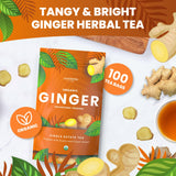 Cederberg Tea Company Organic Ginger Tea - 100 Tea Bags | Organic Herbal Tea From Single Origin | Eco-Friendly | Non-GMO Caffeine Free