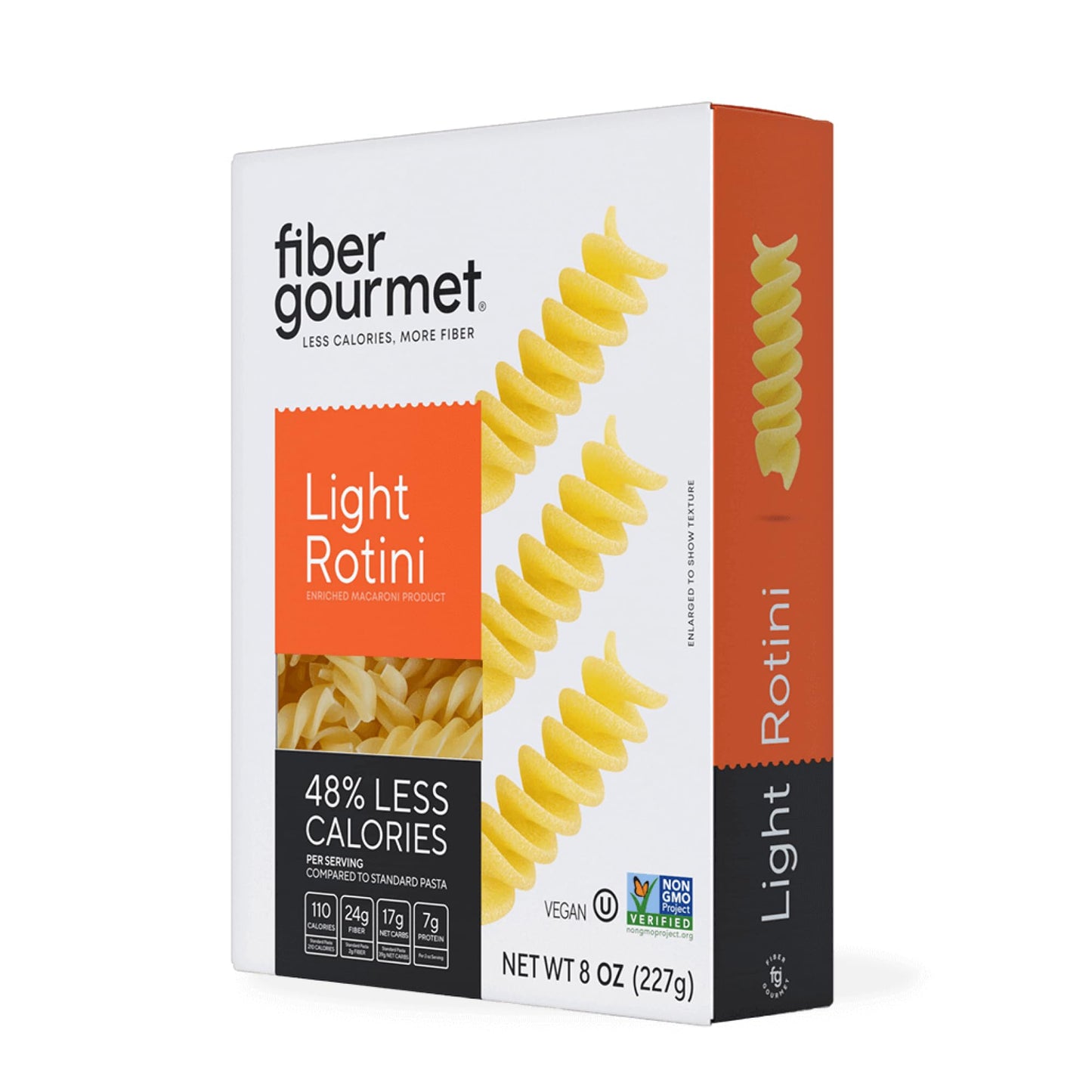 Fiber Gourmet Light Rotini Keto Pasta - Low Net Carb Pasta with High Fiber, 56% Fewer Net Carbs, 110 Calories, Non-GMO Italian Made, Kosher Certified