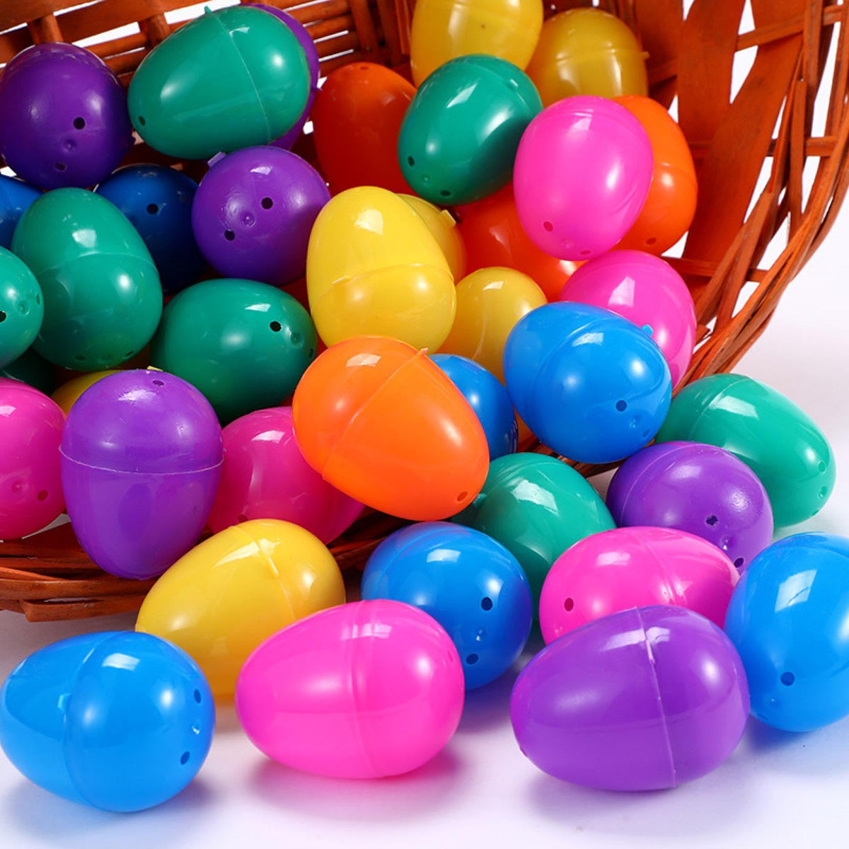 XUNPENG 100 Easter Eggs, Plastic Raffle eggshells, Open Eggs, gacha Eggs, 2.36 * 1.77 inches