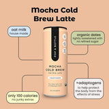 Pop & Bottle, Oat Milk Lattes Cold Brew with Adaptogens, Maca, Ashwagandha, Mct Oil, Oat Milk, Organic, Dairy, Gluten Free, Great as Iced Coffee