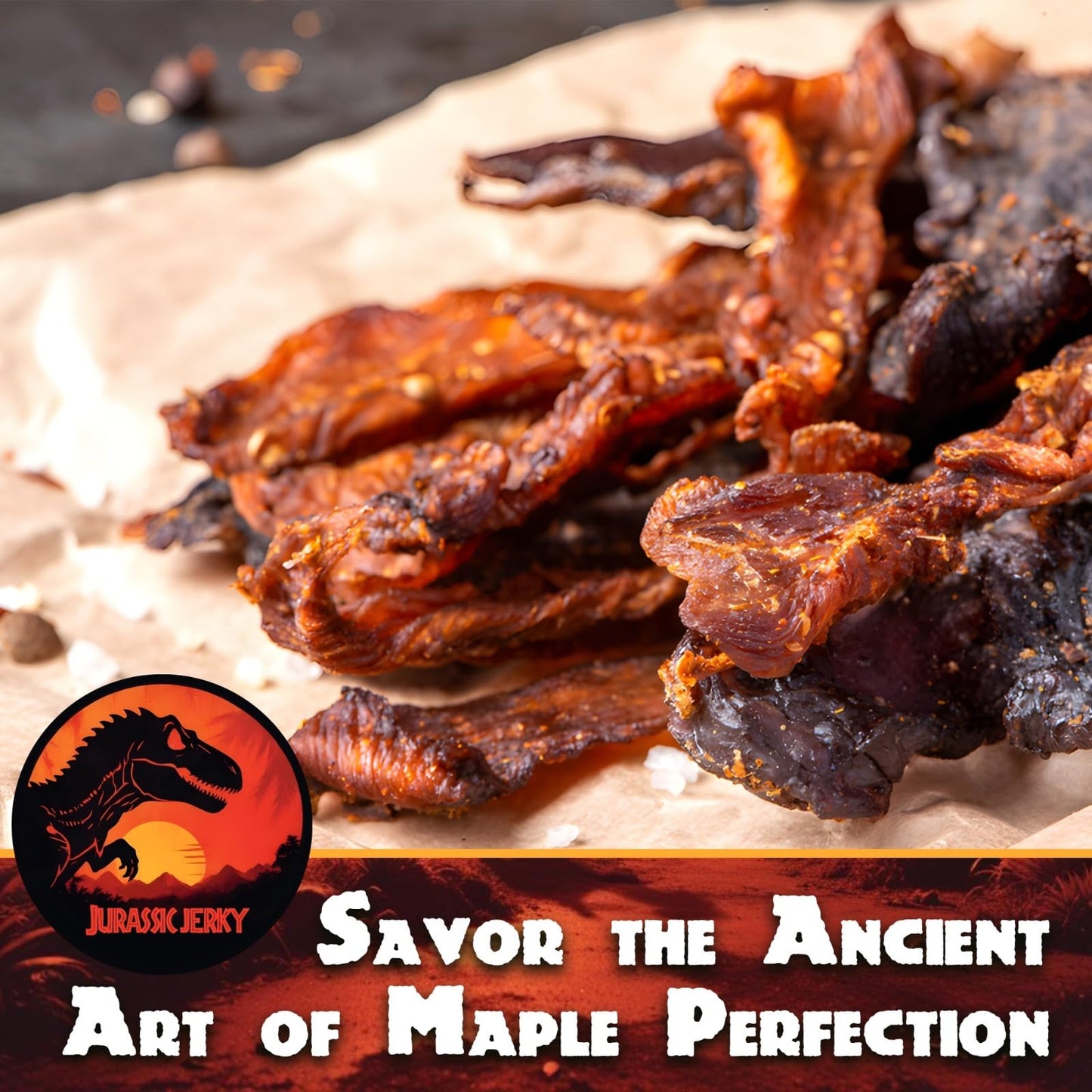 Carnivore Candy Old Fashioned Maple Bacon Bacon Jerky - Jurassic Jerky with Amazing Taste, high protein content, no preservatives, MSG-free, low