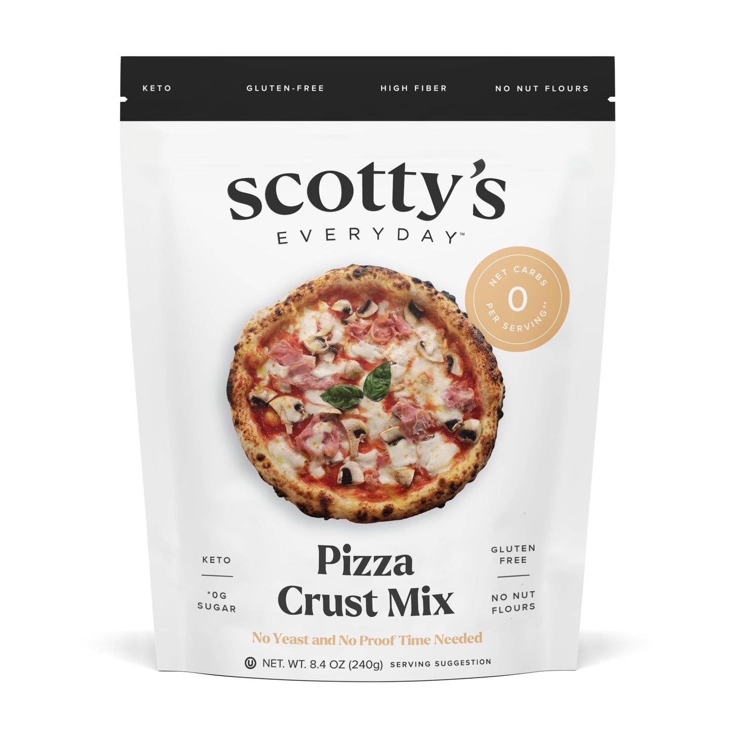 Scotty's Everyday - Keto Pizza Crust Mix - 0g Net carbs, 0g Added Sugar, Gluten-Free, High Fiber - No Nut Flours - 8.4oz, Pack of 1