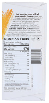 Theo Salted Almond Organic Dark Chocolate Bar, 70% Cacao, 1 Bar | Vegan, Fair Trade