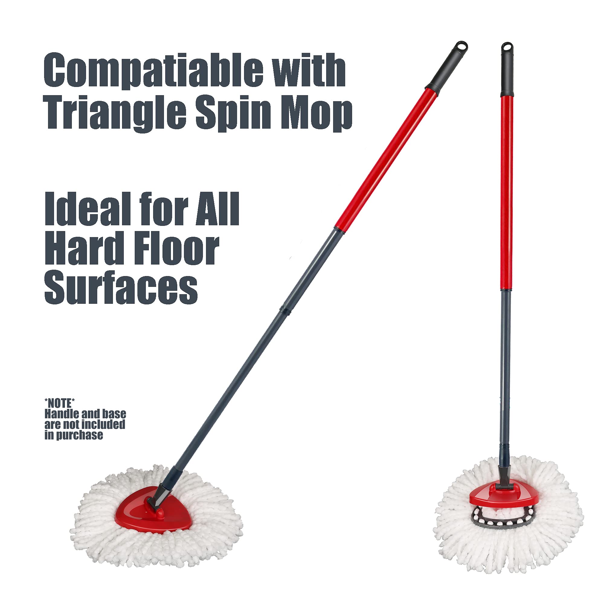 Mop Replace Head [ 3 Pack ] Mop Refills Compatible with Triangle Spin Mop, Made of Microfiber, Deep Cleaning Machine Washable and Easy-to-Replace