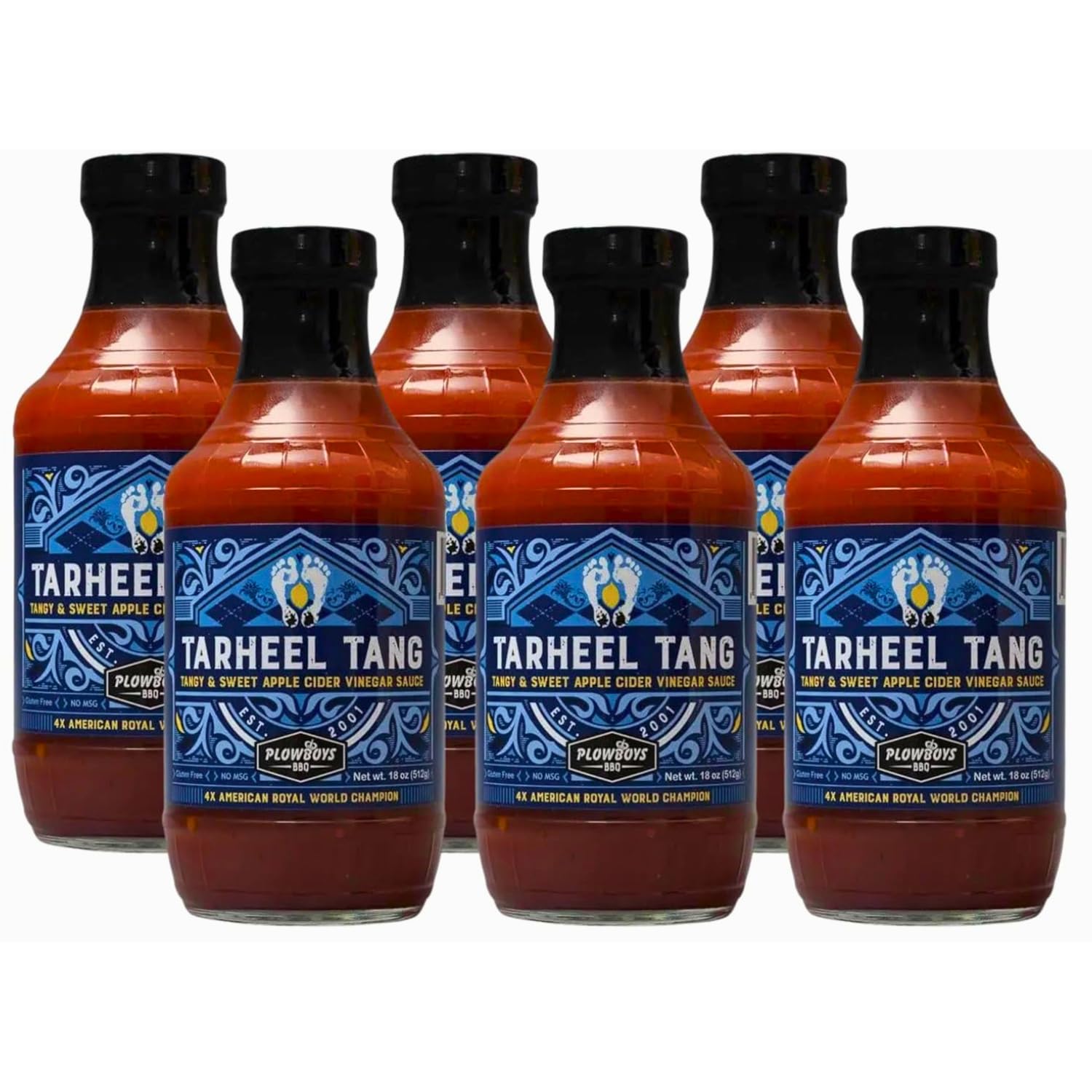 Plowboys Tarheel Tang BBQ Sauce - Carolina Style Sweet & Tangy Barbecue Sauce with Smoky Finish - Perfect for Pulled Pork, Chicken & Ribs (Tarheel