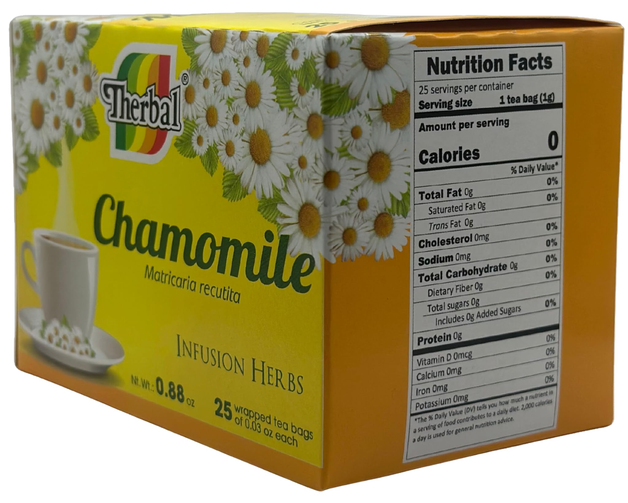 Therbal - Chamomile Tea (25ct) - Té de Manzanilla Sobres de 1g Cada Uno