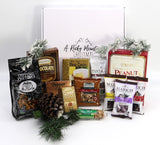 Gift Basket Village Rocky Mountain Christmas Gift Box: Gourmet Pretzels, Chocolate Covered Fruits & Nuts, Wafers, Pecan Roll, Cheese Spread, Roca