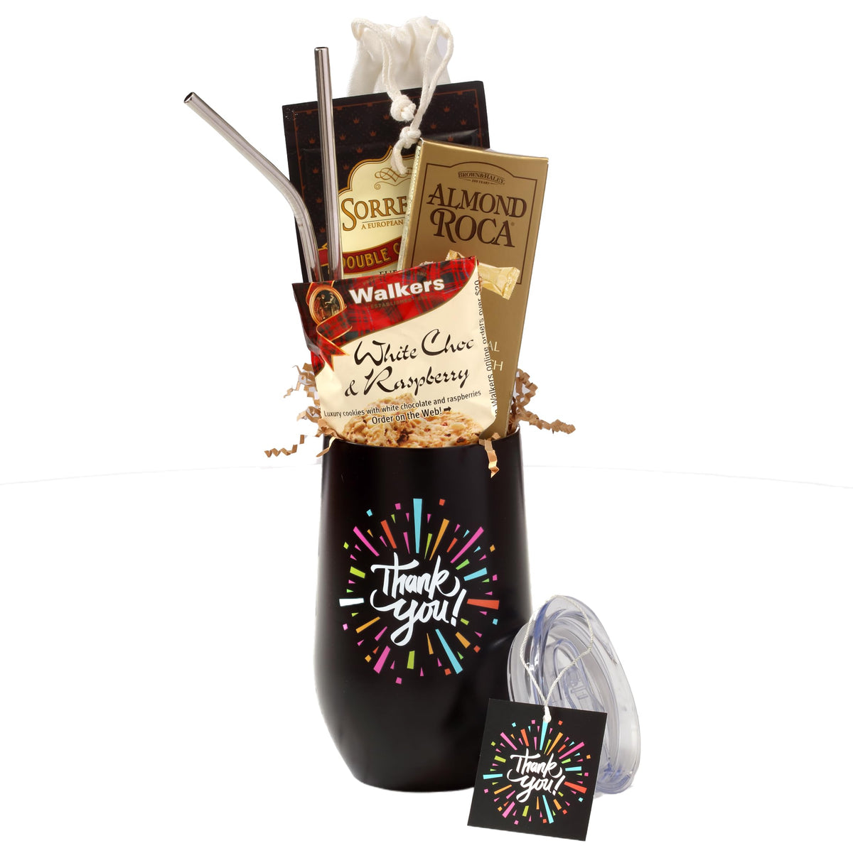 Broadway Basketeers Thank You Sweets and Chocolate Gift Mug - 16oz Insulated Mug with Cookies, Treats and Delights - Thank You Gifts for Men, Women