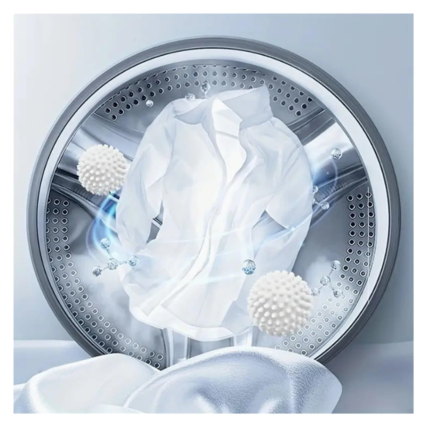 Laundry Dryer Balls Set, Anti-Tangle Washing Machine Tool for Softening Clothes, Reusable Fabric Softener Alternative with Spike Design(White 1pc)
