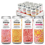 WellWithAll Energy Drink Variety Pack, Strawberry Lemonade, Fruit Punch, Tropical Mango, Peach Flavors, Caffeine from Tea, With Vitamin C, Lightly