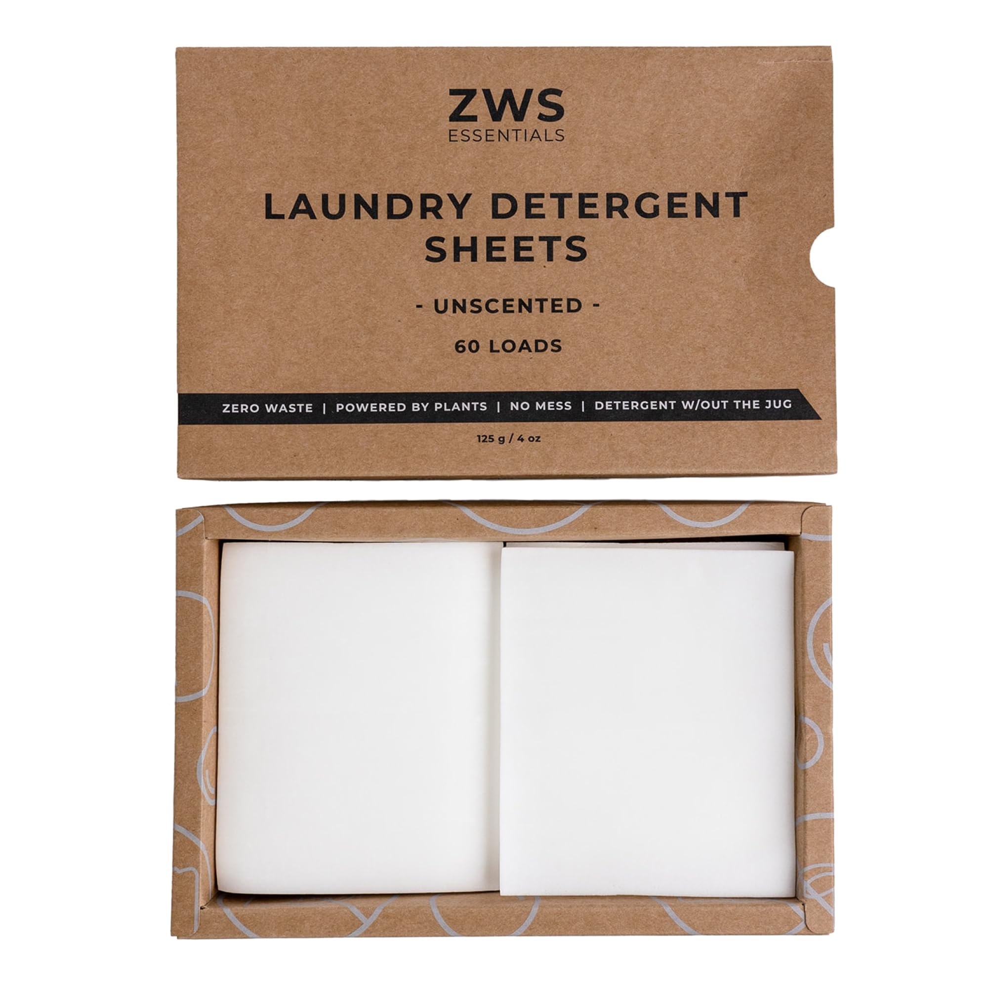ZWS Essentials Laundry Detergent Sheets | Unscented, Hypoallergenic Laundry Strips for Sensitive Skin | Eco-Friendly, Plastic-Free Detergent for HE