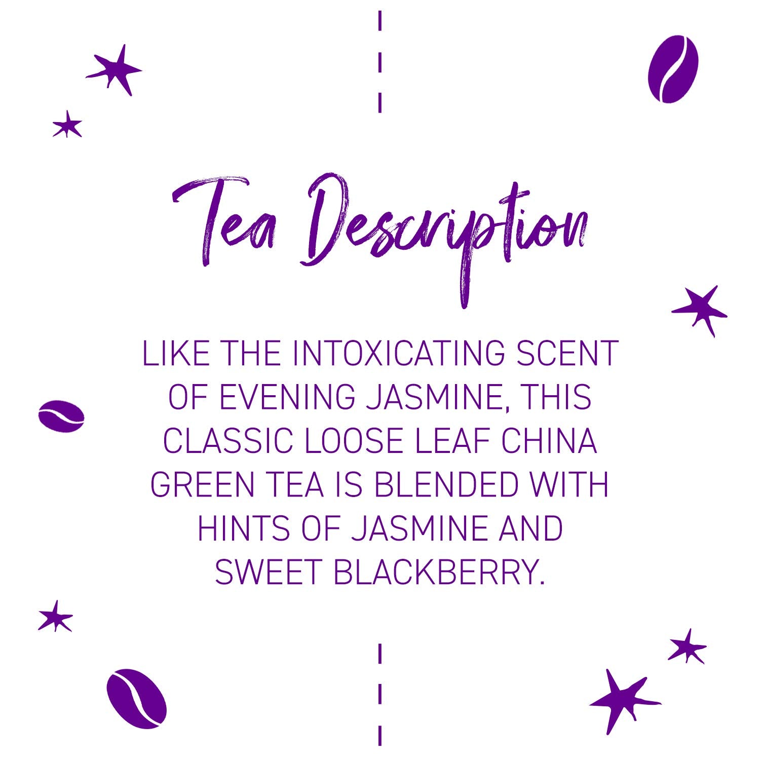 Joffrey's Coffee - Blackberry Jasmine Tea, Green Tea, Flavored Tea, Hints of Sweet Blackberry & Jasmine Flavor, Contains Caffeine, Hand-Blended Tea