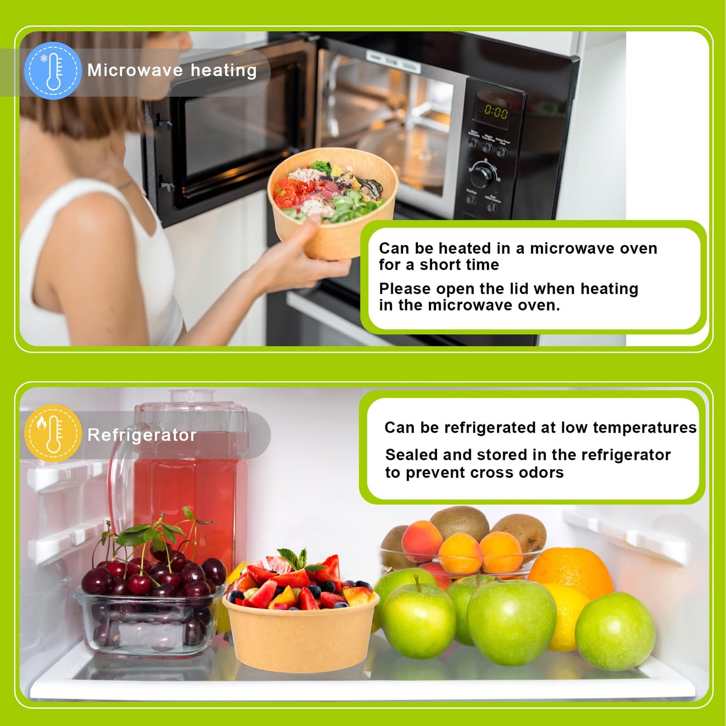 Fniiva 37 oz 25 Pack Disposable Bowls with Lids, Disposable Food Containers with Lids, Paper Bowls, Disposable Salad Bowls for Diet Salad, Ice Cream