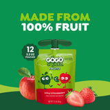 GoGo squeeZ Applesauce and Fruit Puree, Apple Strawberry, 3.2 oz (Pack of 12), Unsweetened Fruit Snacks for Kids, Gluten Free, Nut Free and Dairy