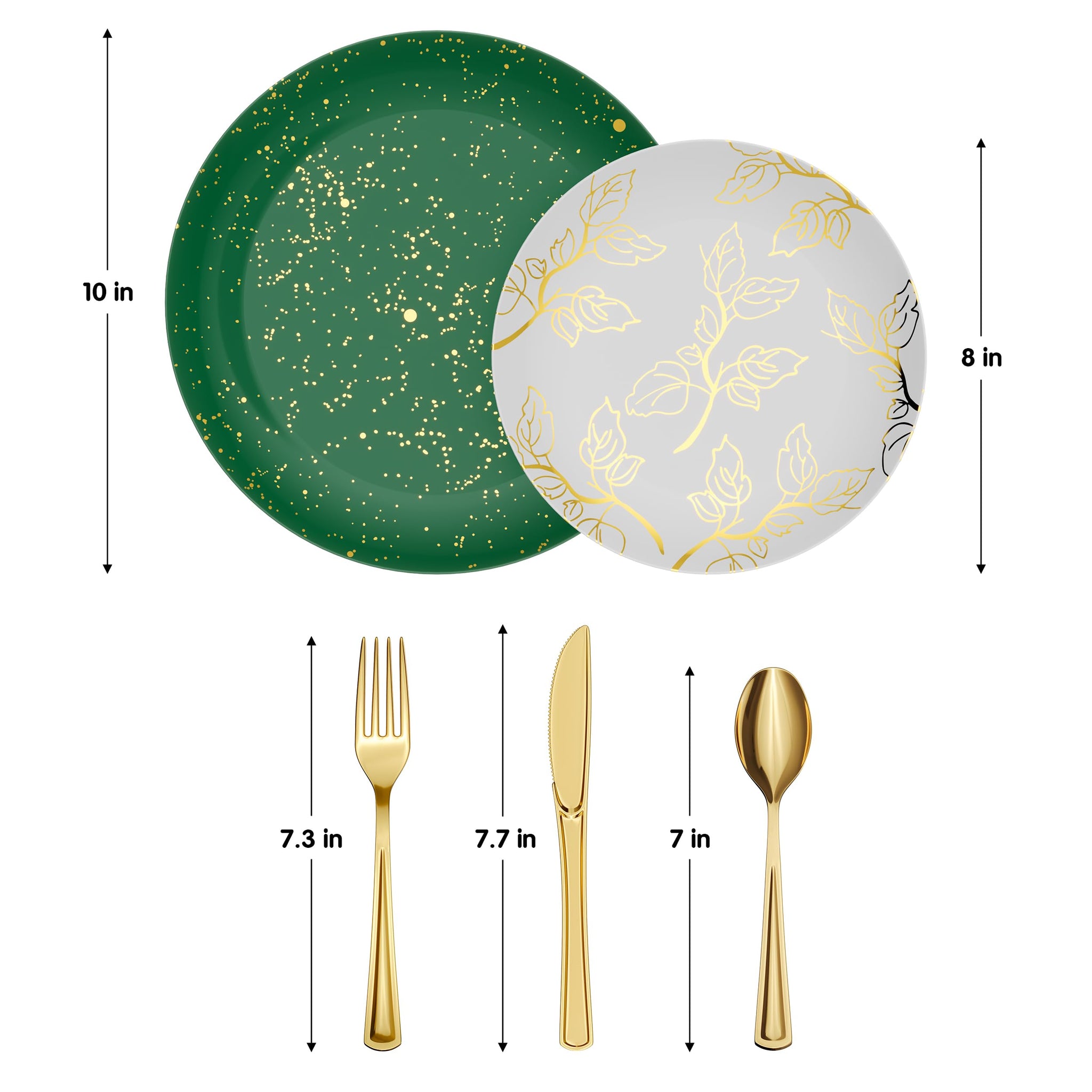 Trendables Christmas Plates Disposable 100 Pcs Christmas Dinnerware Set, Christmas Plastic Plates Set Includes: 20 10" Dinner Plates, 20 8" Dessert