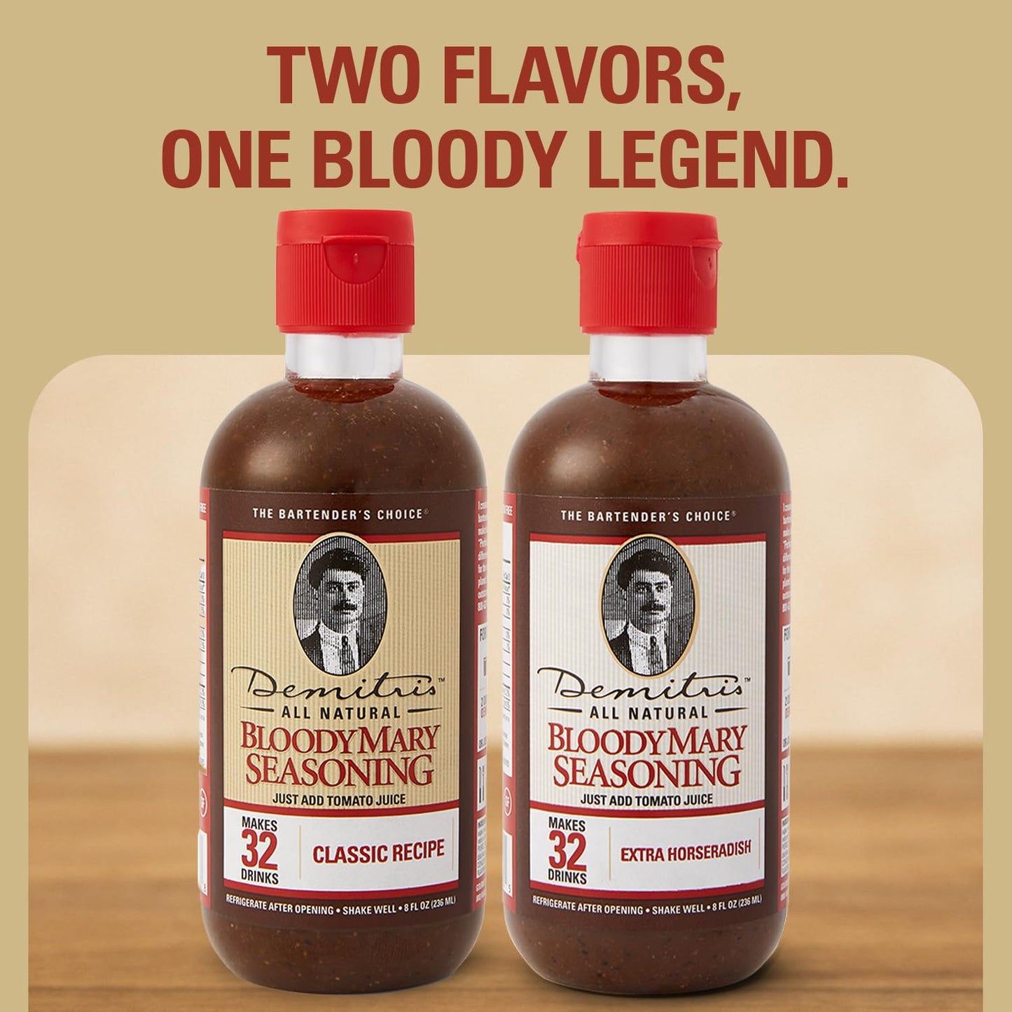 Demitri's Bloody Mary Seasoning Classic Recipe & Extra Horseradish Bundle, Concentrated Drink Mixers, Perfect for Home Brunch Parties & Cocktails, 8