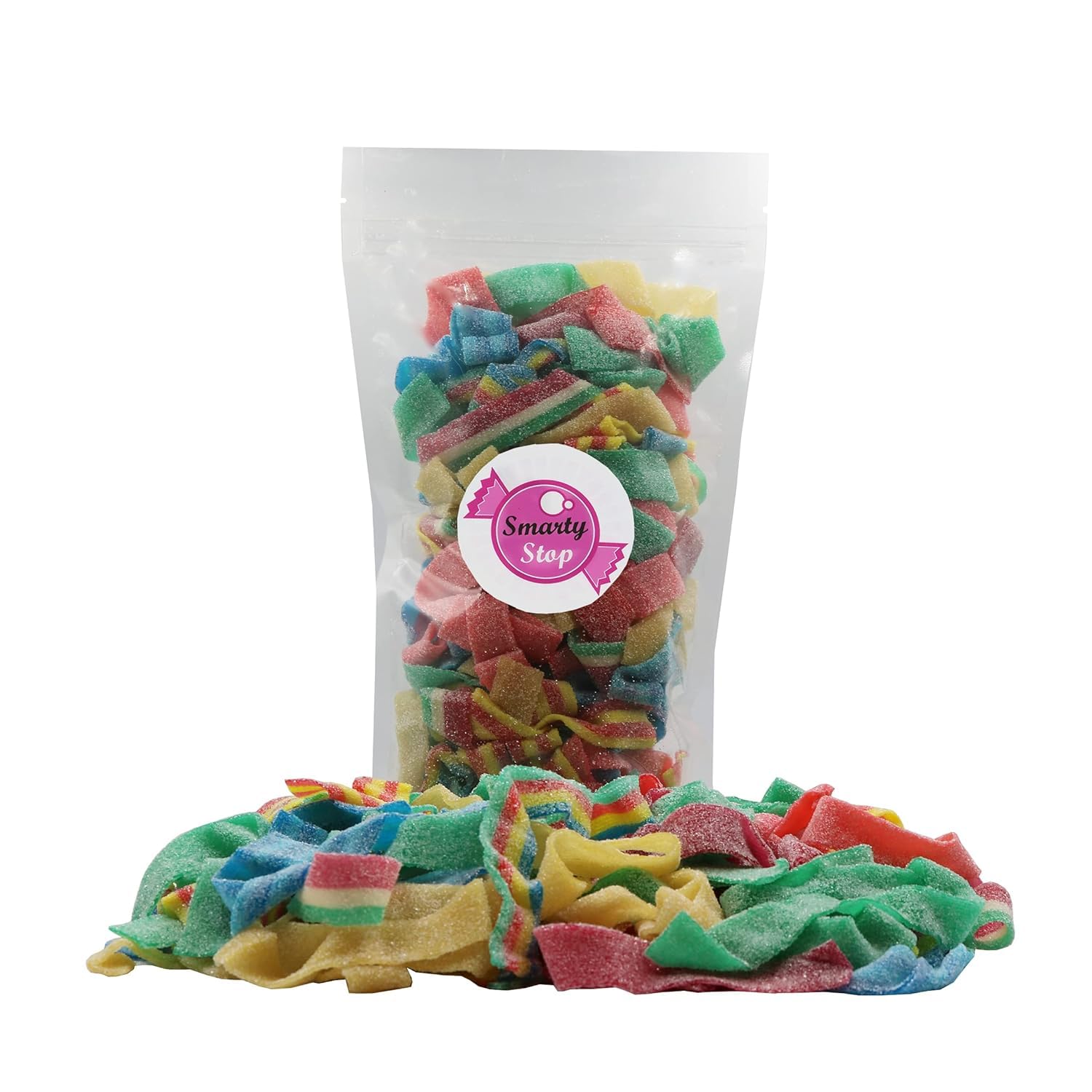 Smarty Stop Sour Every Flavor Mixed Gummy Belts Candy 1 Pound (Blueberry, Apple, Mango, Watermelon, Cherry)