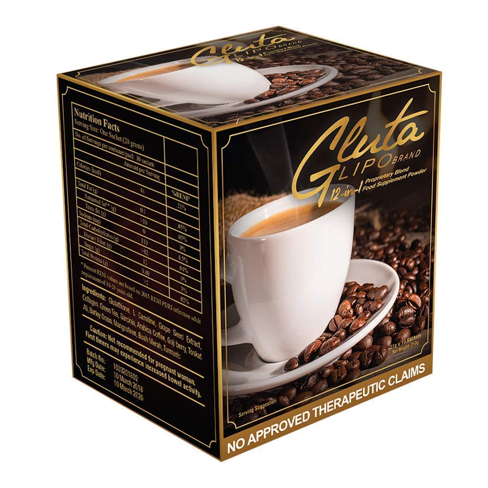 2 Boxes GlutaLipo Coffee 12-in-1 (20 Sachets)