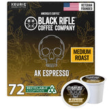 Black Rifle Coffee Company AK Espresso, 72 Count, Medium Roast K Cups - Single Serve K Cups Coffee Pods - Kcup Pods Compatible with Keurig 1.0 & 2.0