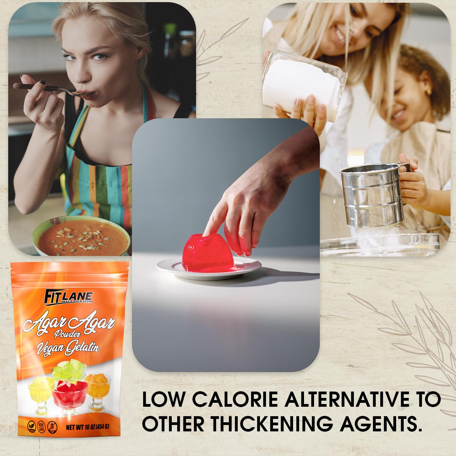 Agar Agar Powder 16 oz - Vegan (Vegetarian) Gelatin - Non GMO, Gluten Free and Nutrient Rich - Substitute for Beef Mix - Unflavored.