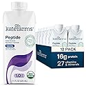KATE FARMS Organic Adult Peptide 1.0 Formula, Vanilla, Sole-Source, Hydrolyzed Plant-Based Nutrition for Oral or Tube Feeding, 11 Fl oz (12 Pack)