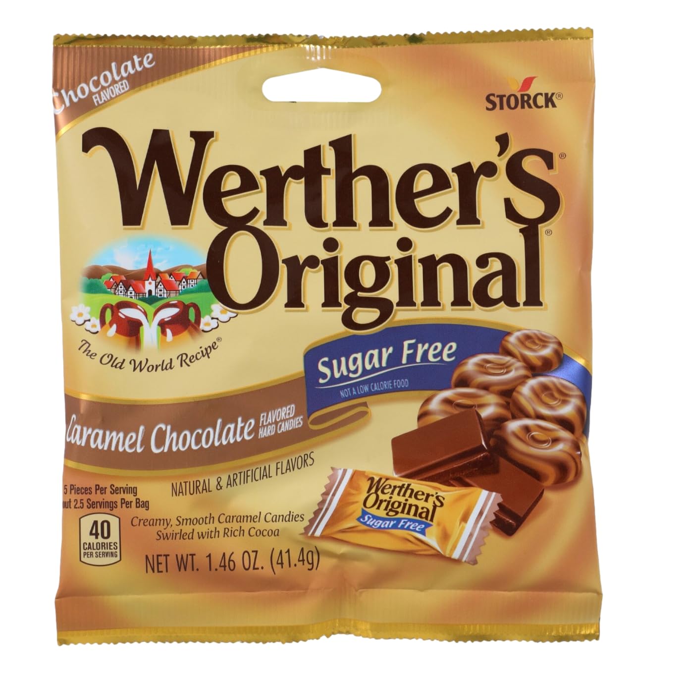Werther's Original Sugar Free Hard Candy 3 Bags Bundle (1.46 OZ Each) 3 Flavors: Coffee, Chocolate, Caramel | Perfect for Office Spaces Candy dishes