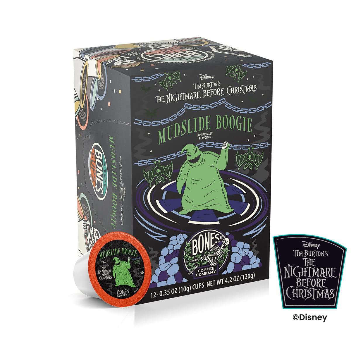 Bones Coffee Company Mudslide Boogie, Chocolate Mudslide Flavored Coffee Pods, Low Acid Medium Roast Single-Serve Bones Cups for K-Cups Coffee Maker