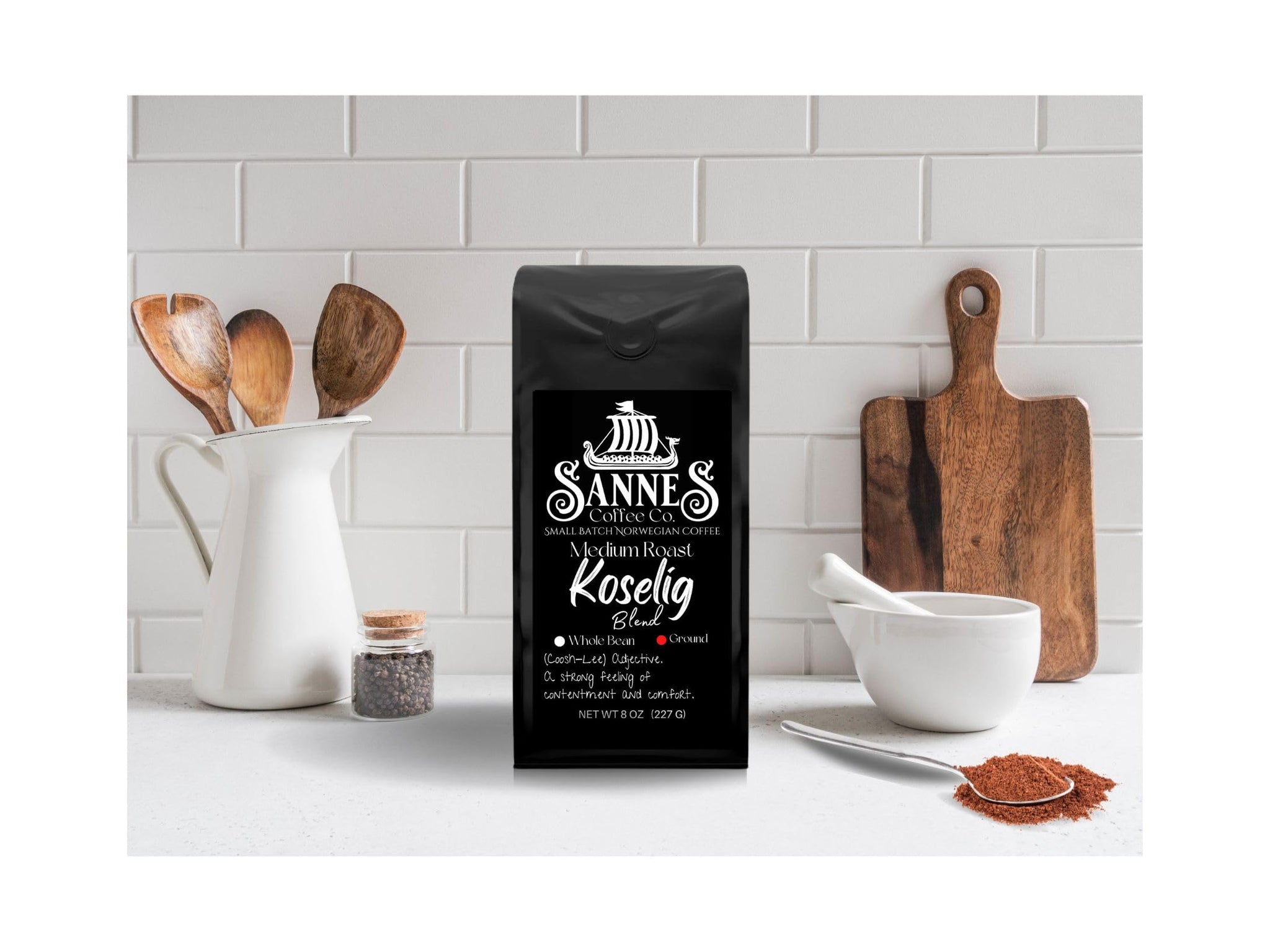 Sannes Coffee Co. Norwegian Coffee-Koselig Blend Medium Roast-Smooth Never Bitter-resealable Bag (Ground, 8 oz)