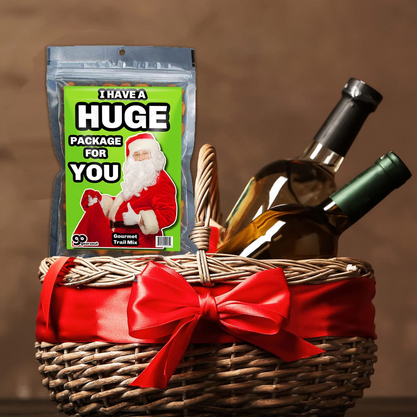 Have a Huge Package Trail Mix - Funny Food Gift for Women - Naughty Santa Claus Gag Gift for Friends - Spicy Gourmet Snacks - Stocking Stuffers
