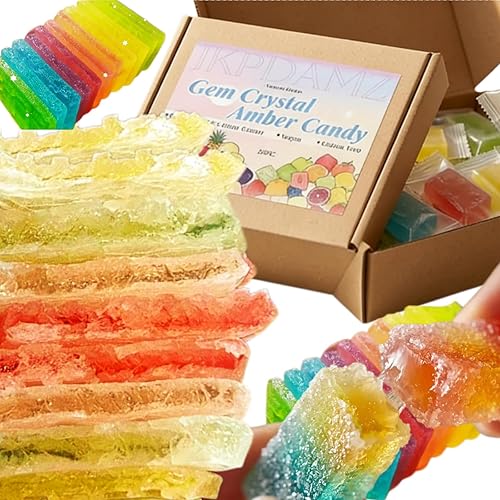 Japanese Crystal Candy Gems - 20 pieces per box | Crunchy Shell, Chewy Center | Assorted Fruit Flavors, Individually Wrapped