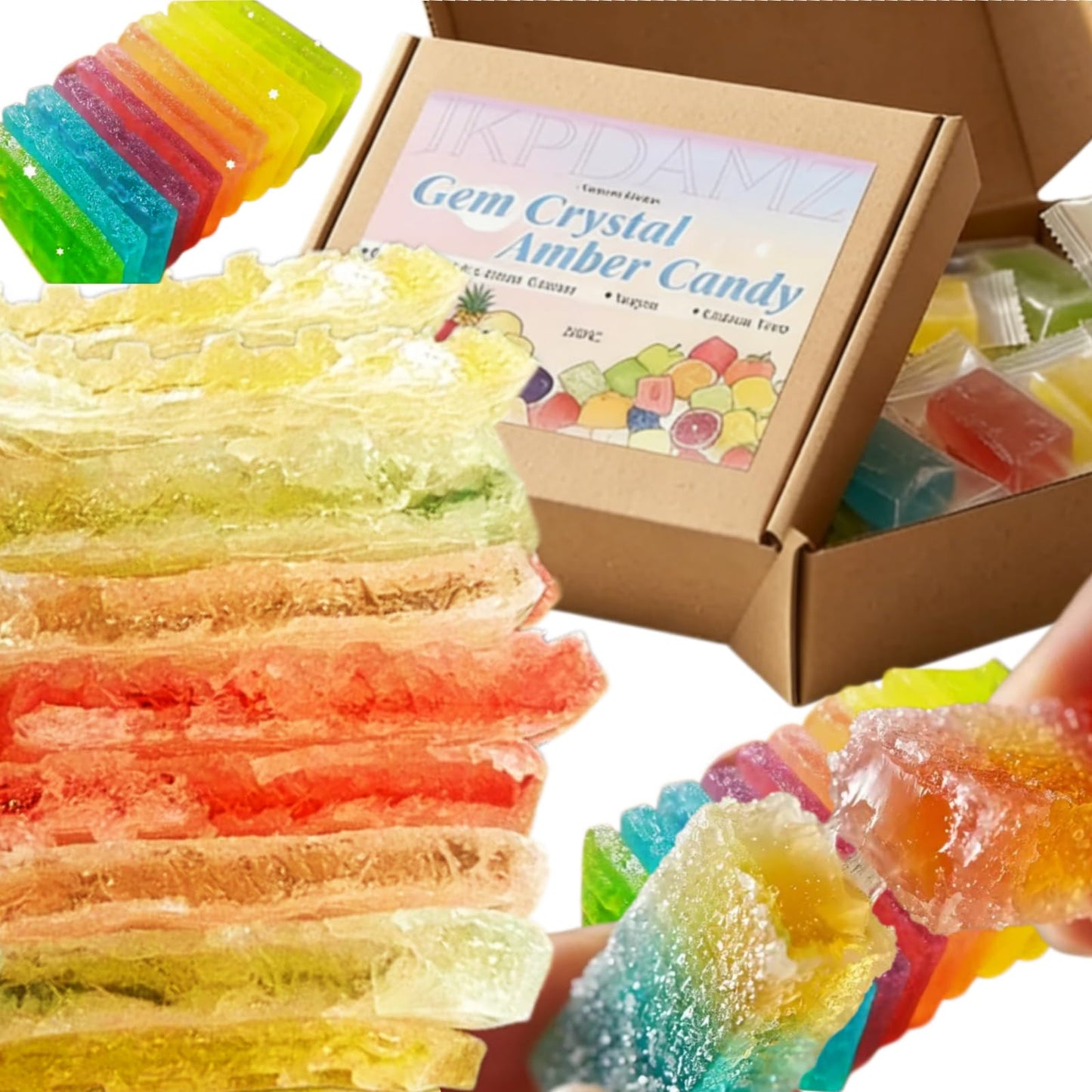 Japanese Crystal Candy Gems - 20 pieces per box | Crunchy Shell, Chewy Center | Assorted Fruit Flavors, Individually Wrapped