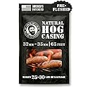 Bearded Butchers Natural Hog Casings 32-35mm - Pre-Flushed, Edible Sausage Casing for 25-30 lbs of Meat - Resealable Bag for Easy Storage - Bratwurst