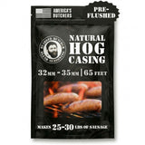 Bearded Butchers Natural Hog Casings 32-35mm - Pre-Flushed, Edible Sausage Casing for 25-30 lbs of Meat - Resealable Bag for Easy Storage - Bratwurst