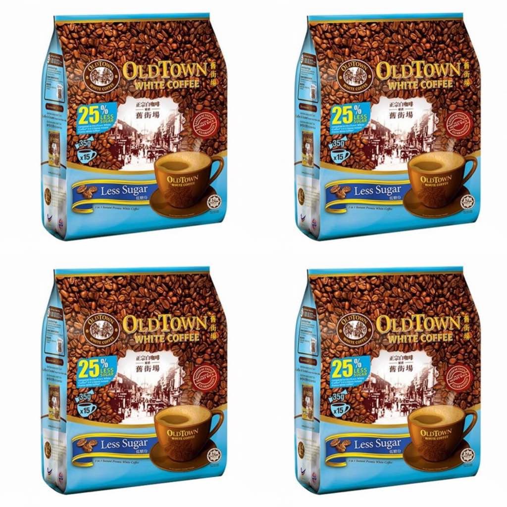 Old Town White Coffee 3 in 1 Less Sugar Flavor (4 pack x 15 sachets) Imported from Malaysia