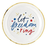 Slant Collections Patriotic Party 8-Count Round Paper Plates, 7" Diameter, Let Freedom Ring