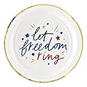 Slant Collections Patriotic Party 8-Count Round Paper Plates, 7" Diameter, Let Freedom Ring