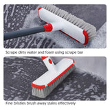 Floor Scrub Brush with Long Handle, Scrubbing Brush Squeegee Broom for Cleaning, 2 in1 Stiff Bristle Shower Scrubber Floor Squeegee for Pool Wall
