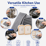 Non Scratch Wire Dishcloths 8 Pack with 2 Kitchen Sponges, Reusable Double Layer Wire Cleaning Cloths for Pots, Pans, Dishes, Sinks and Stove Tops