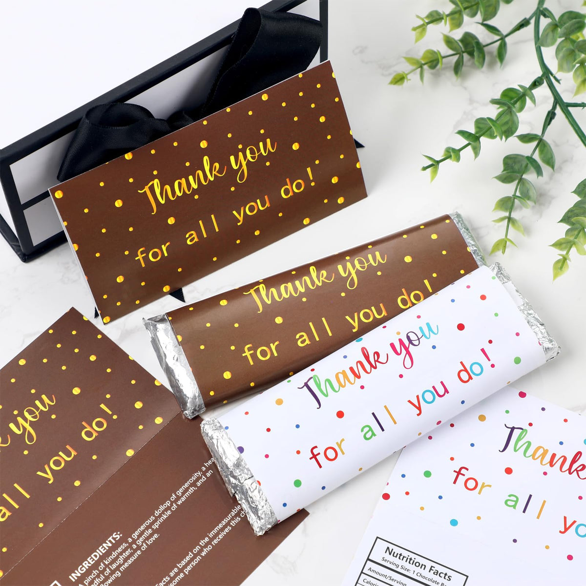 Gilprop 100 Pcs Teacher Appreciation Gifts Bulk Employee Appreciation Gifts Bulk Thank You Chocolate Bar Wrappers for Team Gift Appreciations Gift Vet