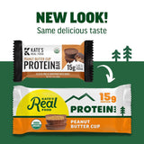 Kate’s Real Food Organic Protein Bars - (Peanut Butter Cup, 2.2 oz, Pack of 12) - Plant Based Protein Bars - Gluten Free, Soy Free, Non GMO, Whole