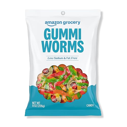 Amazon Grocery, Gummi Worms Candy, 8 Oz