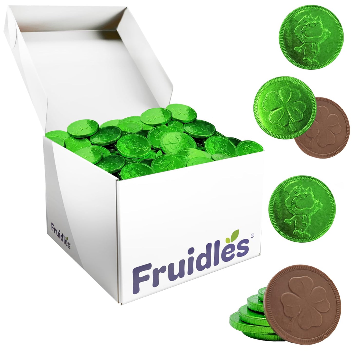 Saint Patrick's Day 1820 Clover Shamrock Lephrchaun Chocolate Green Coins, Premium Belgian Nut-Free Milk Chocolate, Kosher (1820-Pack)