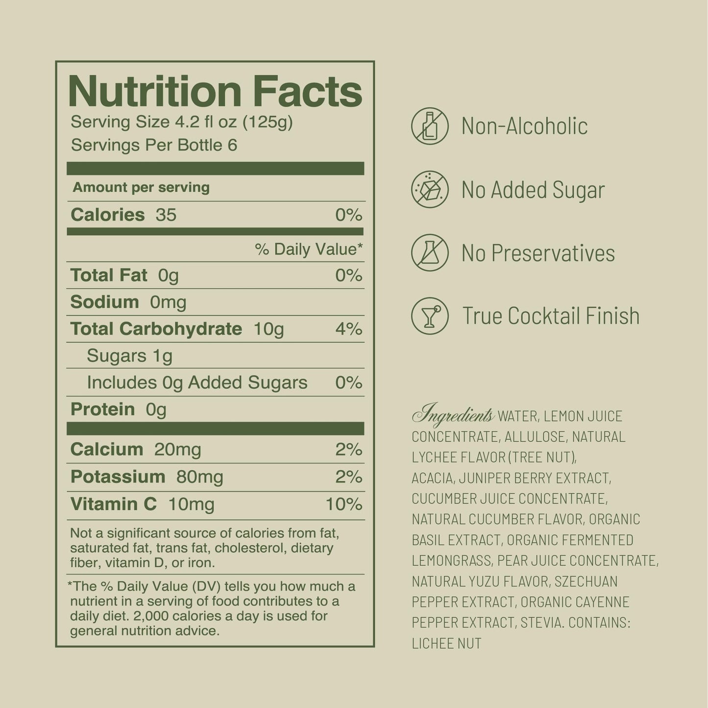 Tilden Lacewing, Multi-Award Winning Non-Alcoholic Cocktail, Vegan and No Sugar Added, Cucumber, Basil, Lychee, and Juniper, 250ml