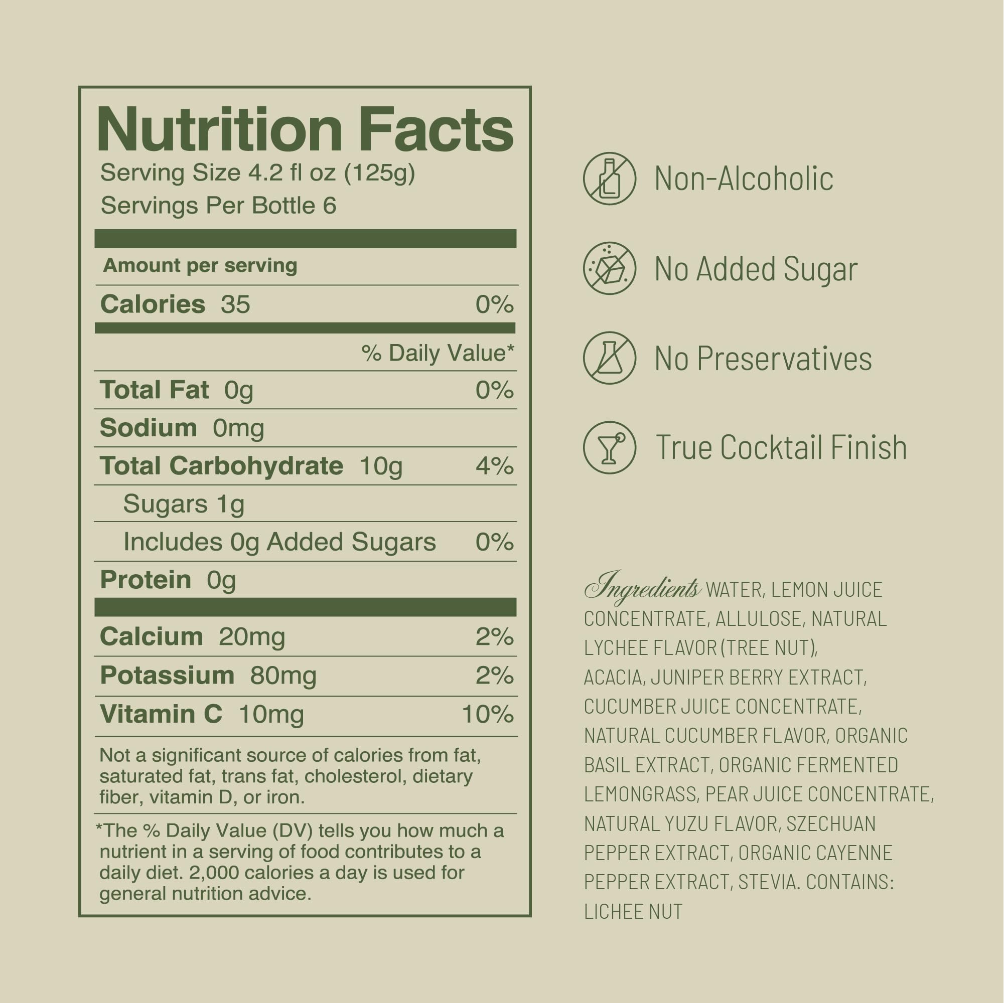 Tilden Lacewing, Multi-Award Winning Non-Alcoholic Cocktail, Vegan and No Sugar Added, Cucumber, Basil, Lychee, and Juniper, 250ml